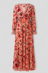 Dames Elegante Maxi Jurk met Bloemenprint, Zijsplit en V-hals voor de Zomer