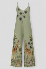 Wijde groene dames jumpsuit