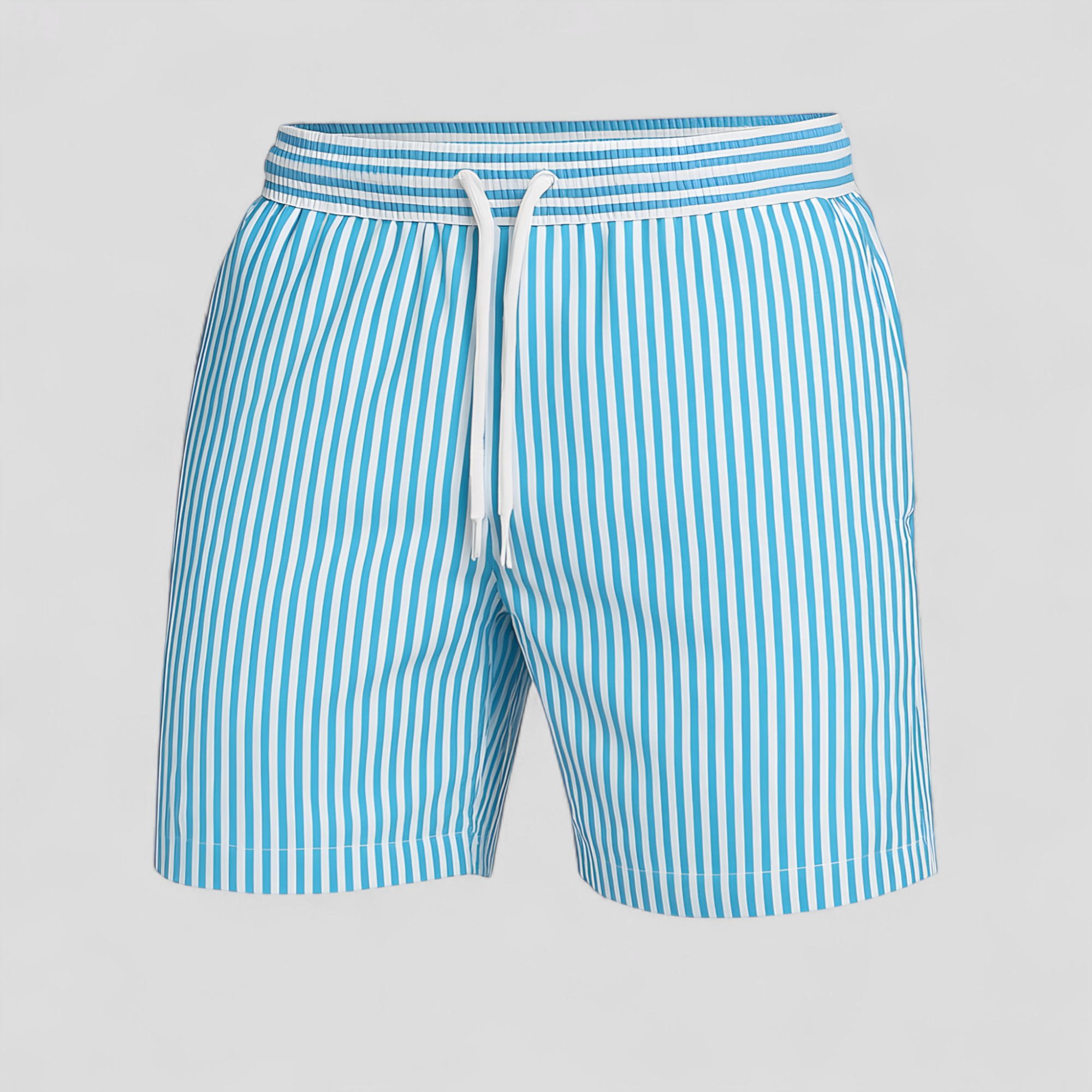 Costume Uomo Stripes Confortevole Estivo - Azzurro - abbigliamento piscina confortevole costume costume uomo costumi a righe costumi da bagno uomo costumi da mare costumi da spiaggia costumi estivi estivo moda estiva shorts shorts da bagno stile marittimo stripes tessuto ad asciugatura rapida uomo - Concept Palermo