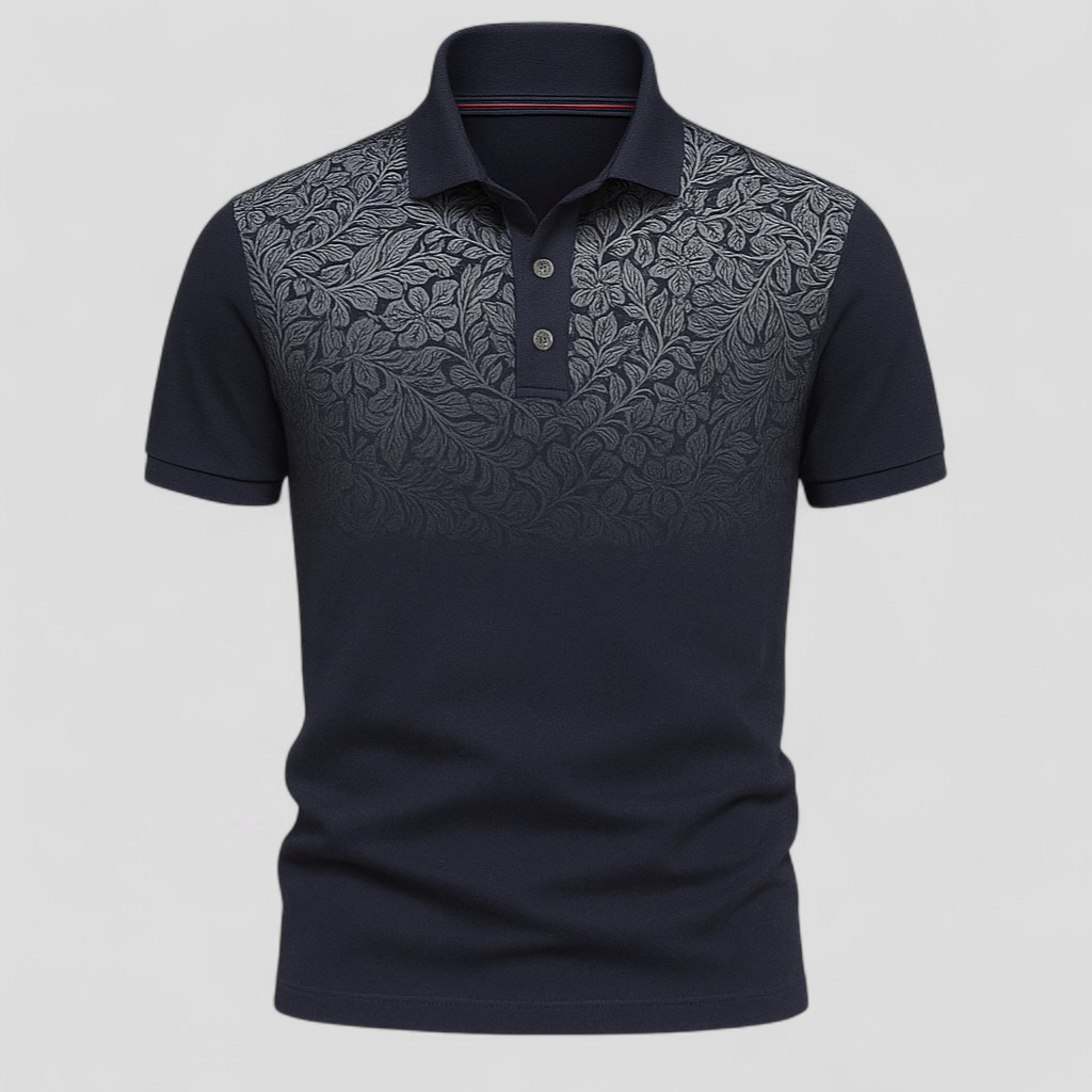 Polo Uomo Manica Corta Estiva Stile Gradiente Cotone - Navy - abbigliamento casual uomo camicia estiva corta cotone estiva gradiente manica men's top clothes polo polo comfort e traspirabilità polo cotone misto polo estiva uomo polo lavabile in lavatrice polo maniche corte polo moda estate polo stampa gradiente polo trendy polo uomo - Concept Palermo