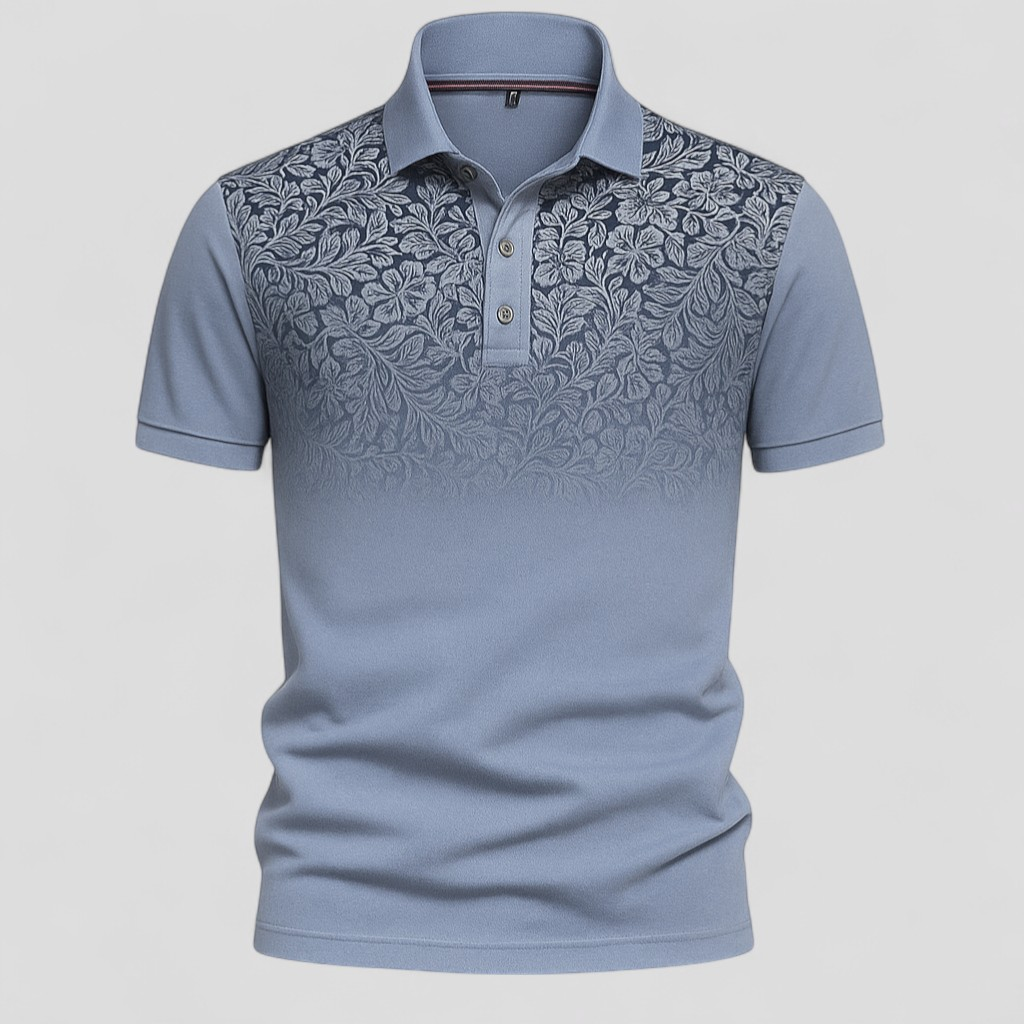 Polo Uomo Manica Corta Estiva Stile Gradiente Cotone - GrigioBlu - abbigliamento casual uomo camicia estiva corta cotone estiva gradiente manica men's top clothes polo polo comfort e traspirabilità polo cotone misto polo estiva uomo polo lavabile in lavatrice polo maniche corte polo moda estate polo stampa gradiente polo trendy polo uomo - Concept Palermo
