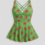 Zomerse badkleding met rokje voor dames van linnen - hoge kwaliteit, snelle levering