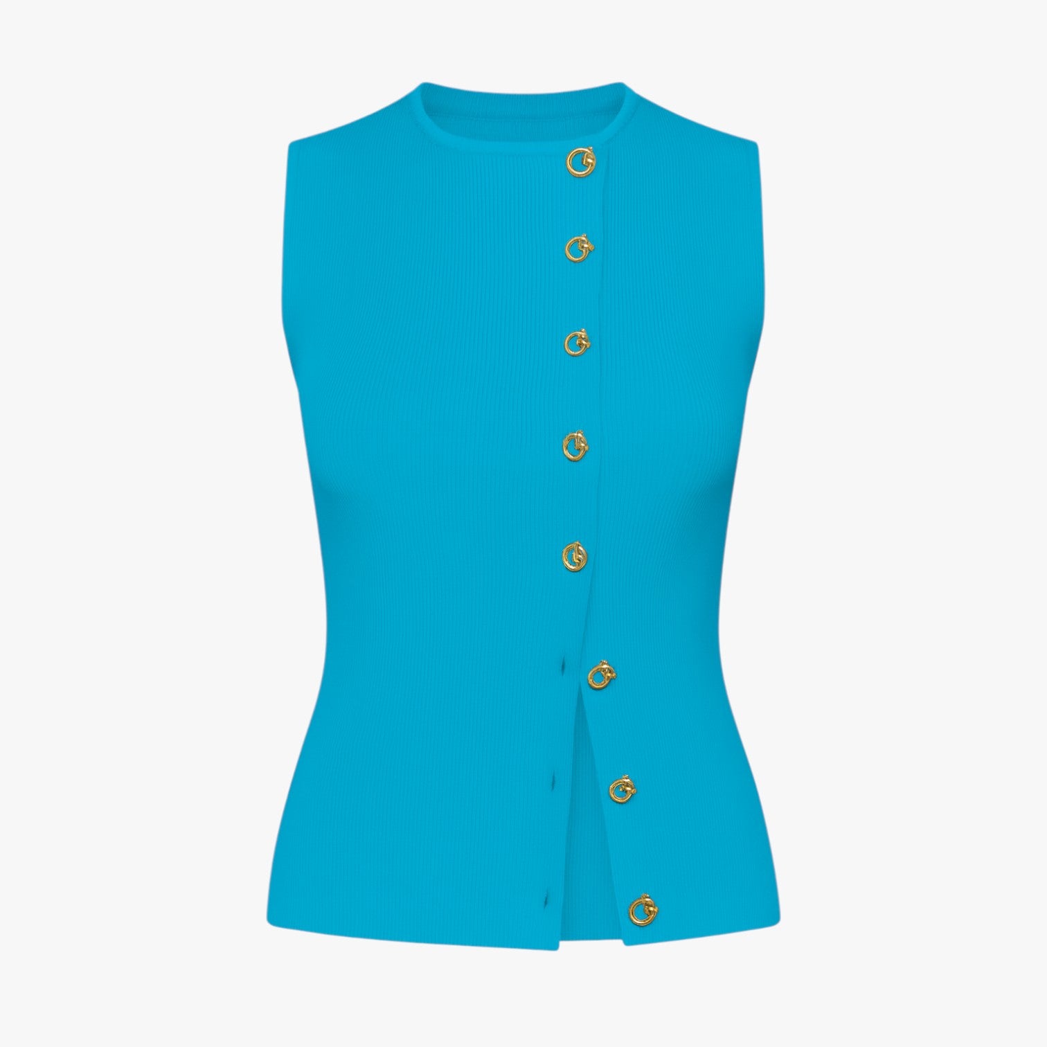 Gilet Elegante Donna con Bottoni Asimmetrici, Scollo a V, Vestibilità Slim - Blu - asimmetrici bottoni gilet gilet bottoni regular fit slight stretch spring summer sweaters & cardigans women women clothes women's top clothes yellow - Concept Palermo