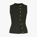 Chaleco elegante mujer con botones asimétricos, escote en V, ajuste slim