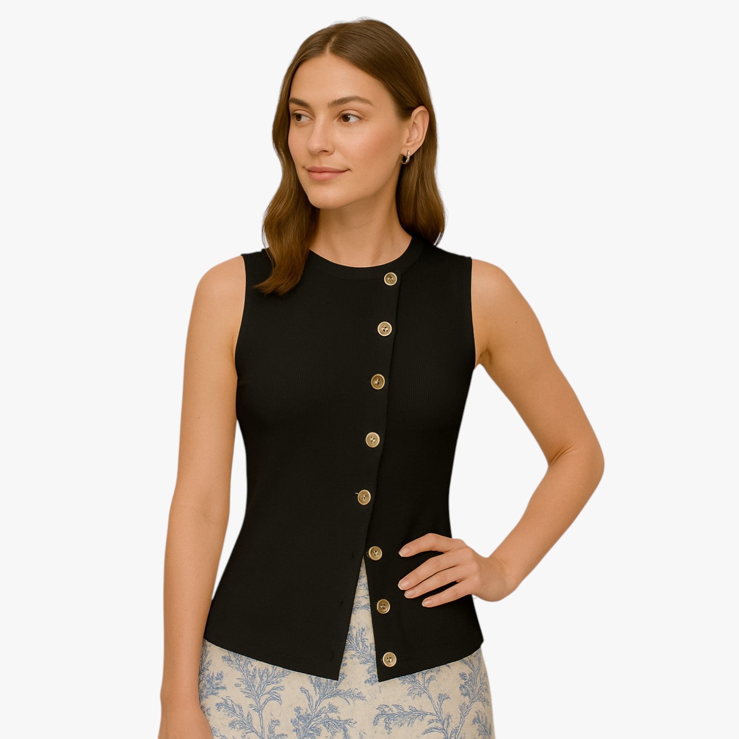 Gilet Elegante Donna con Bottoni Asimmetrici, Scollo a V, Vestibilità Slim - - asimmetrici bottoni gilet gilet bottoni regular fit slight stretch spring summer sweaters & cardigans women women clothes women's top clothes yellow - Concept Palermo