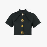 Korte decoratieve blouse met metaal Dames