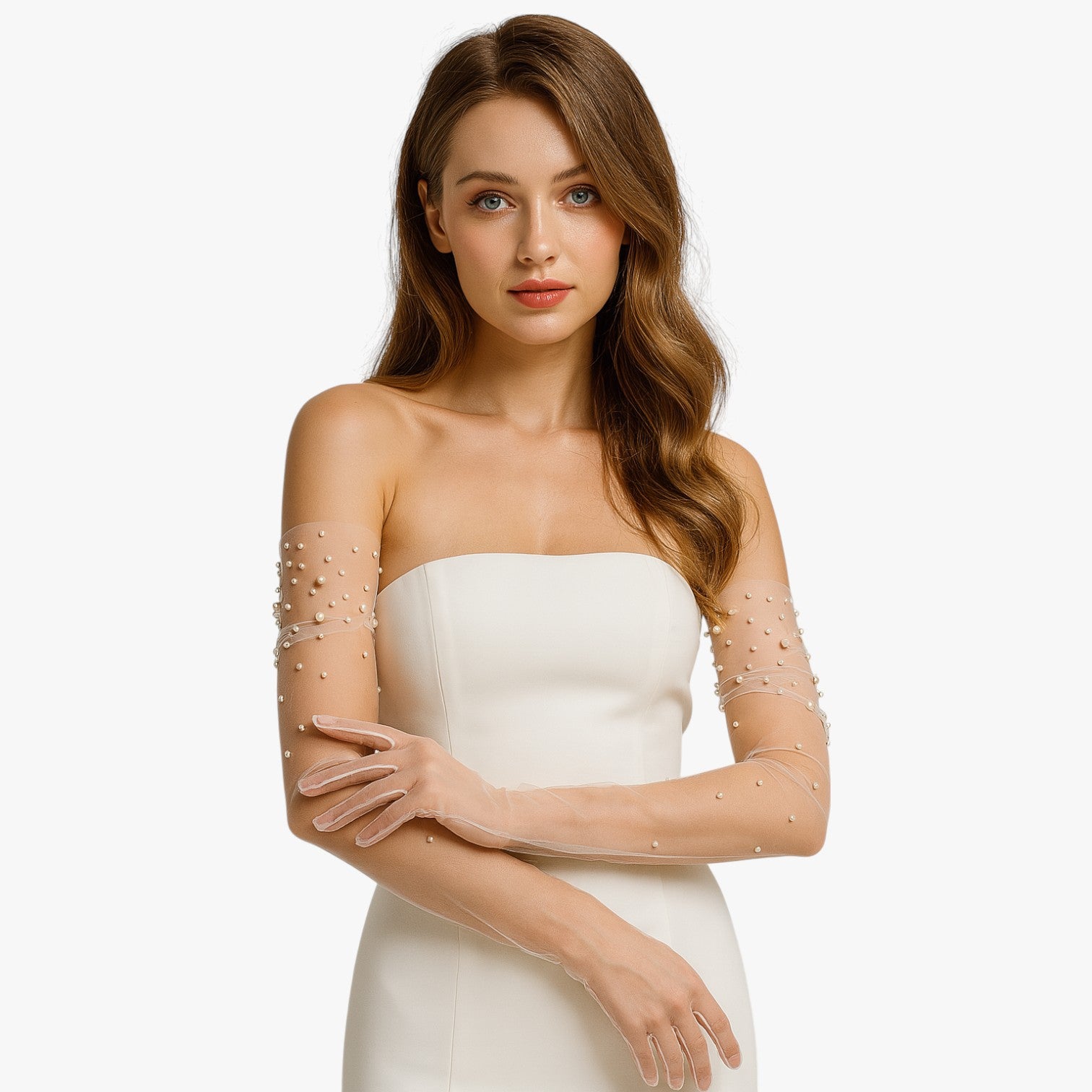 Guanti da Sposa in Tulle con Perline Raffinatezza Lunga e Leggera Rosso Uomo - - gloves guanti guanti sposa leggera lunga perline raffinatezza sposa tulle - Concept Palermo