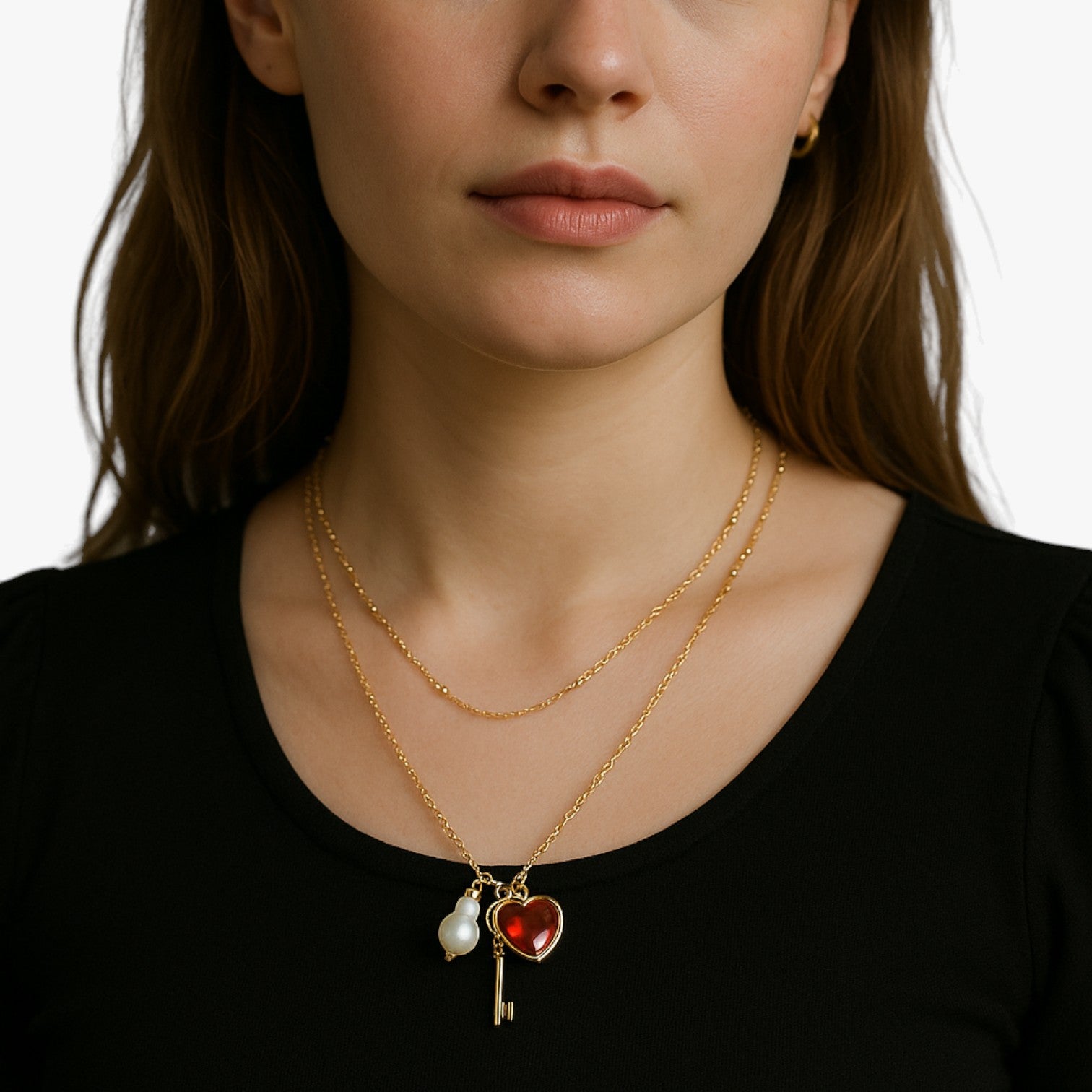 Collana cuore con perla - - collana collana cuore cuore elegant womens necklaces jewelry necklace NECKLACES Necklaces for Women perla - Concept Palermo