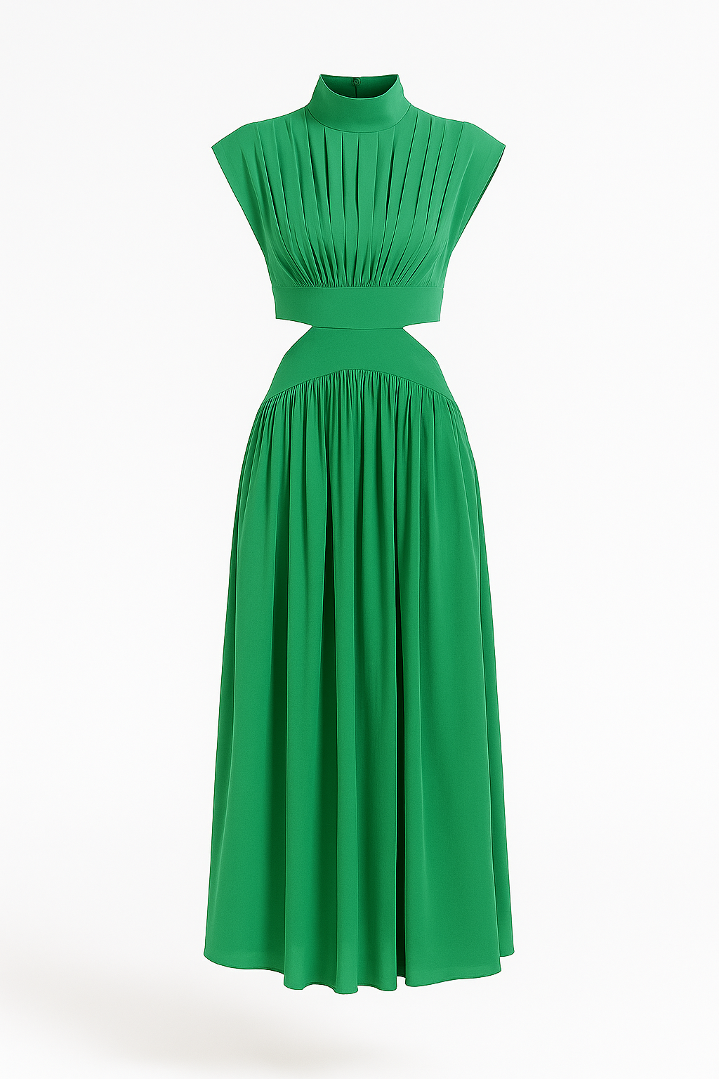 Vestito di media lunghezza per donne con tagli e collo alto Donna - Verde - collo donna donne Dresses Dresses & Jumpsuits lunghezza Maxi Dresses media Mock Neckline Dresses tagli vestito Women - Concept Palermo