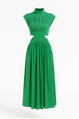 Midi Jurk met Snitten en Hoge Hals voor Dames