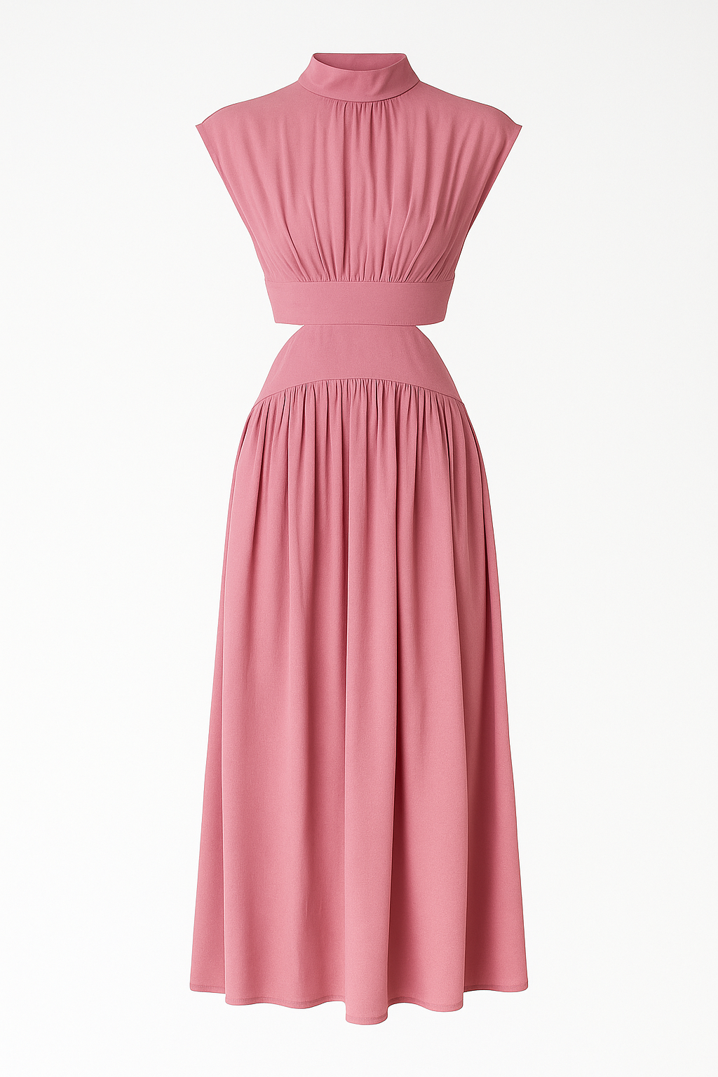 Vestito di media lunghezza per donne con tagli e collo alto Donna - Rosa - collo donna donne Dresses Dresses & Jumpsuits lunghezza Maxi Dresses media Mock Neckline Dresses tagli vestito Women - Concept Palermo