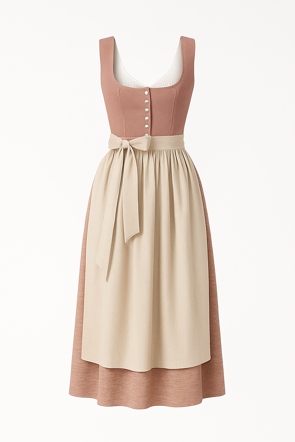 Vestito midi tradizionale con fiocco e dettagli retrò Donna - Oro rosa - dettagli donna dresses fiocco Frauen Kleider midi retr Summer tradizionale vestito - Concept Palermo