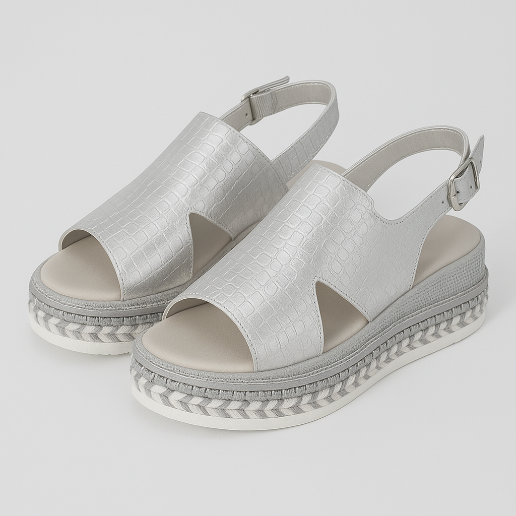 Sandali dorati con plateau, stampa cocco e suola in corda Pelle Uomo - Argento - cocco corda dorati Frauen Sandalen pelle plateau sandali sandali dorati sandals SUMMER - Concept Palermo