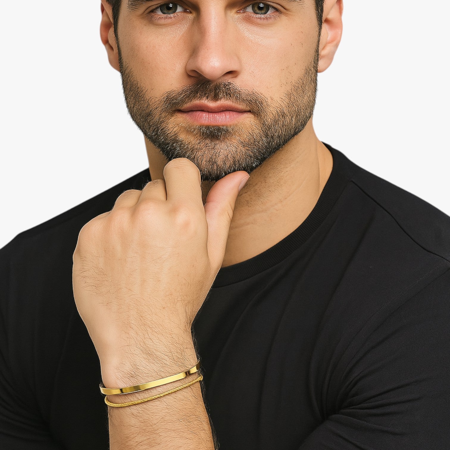 Set Bracciali Uomo in Acciaio con Dettagli Neri - - acciaio bracciali bracciali uomo BRACELET bracelet for men BRACELETS dettagli jewelry mens bracelet neri uomo - Concept Palermo