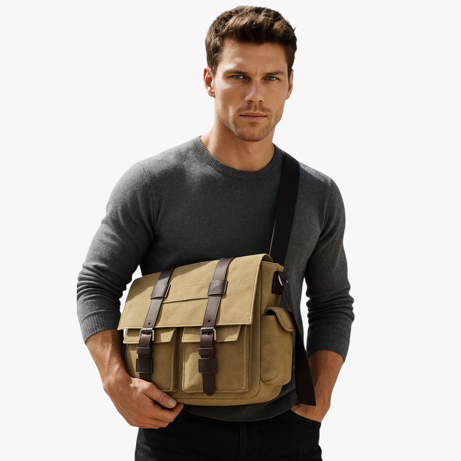Borsa a tracolla vintage in tela da uomo - - Bags bags for men borsa borsa tracolla Shoulder Bags tela tracolla uomo vintage - Concept Palermo
