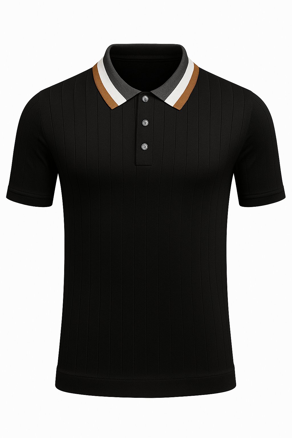 Polo a Costine con Colletto a Contrasto Uomo - Nero - colletto contrasto costine men's polo men's polo shirt men's top clothes polo polo costine shirts & polos uomo - Concept Palermo