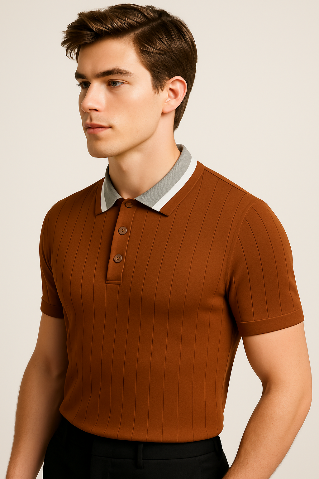 Polo a Costine con Colletto a Contrasto Uomo - - colletto contrasto costine men's polo men's polo shirt men's top clothes polo polo costine shirts & polos uomo - Concept Palermo