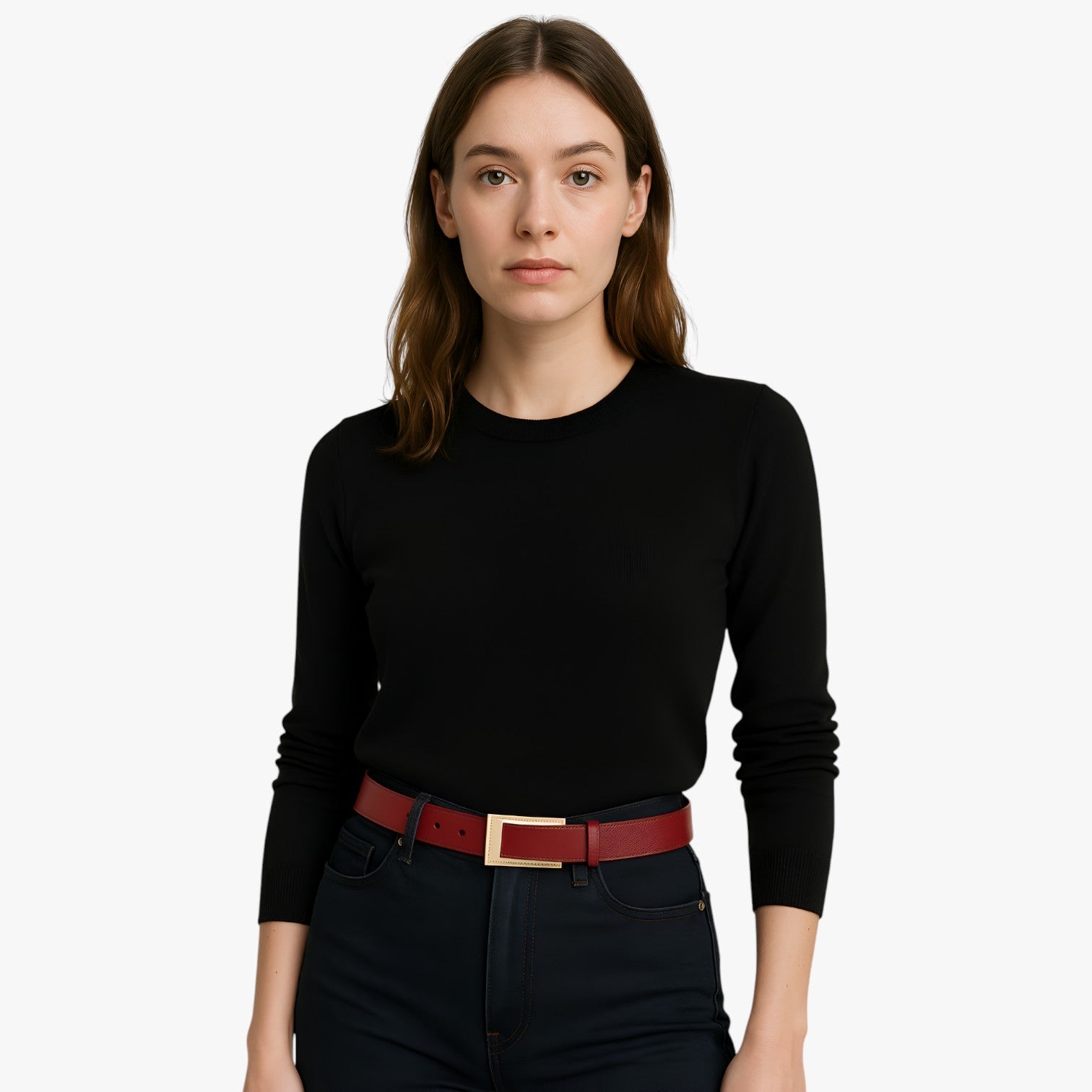 Cintura da donna in pelle autentica di con fibbia dorata, cintura sottile per vestiti - - autentica Belts cintura cintura donna donna dorata fibbia pelle sottile waist belt for women Womens belt - Concept Palermo