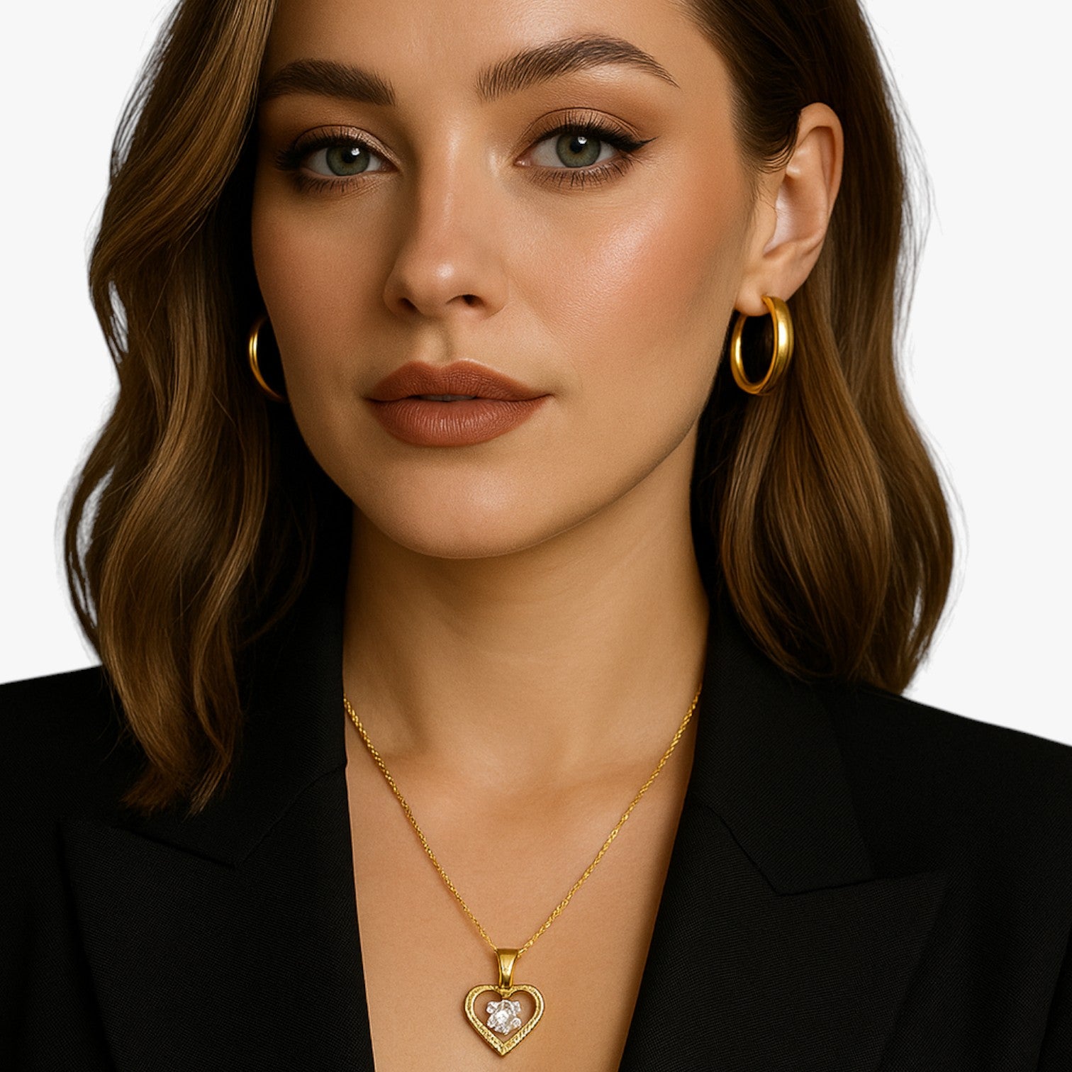 Collana Cuore con Gemme Eleganza Femminile e Comfort Dorato Silicone - - collana collana cuore comfort cuore elegant womens necklaces eleganza femminile gemme jewelry necklace NECKLACES Necklaces for Women - Concept Palermo