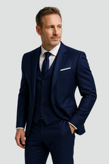 Elegancki męski garnitur trzyczęściowy slim fit - nowoczesny strój na uroczystości
