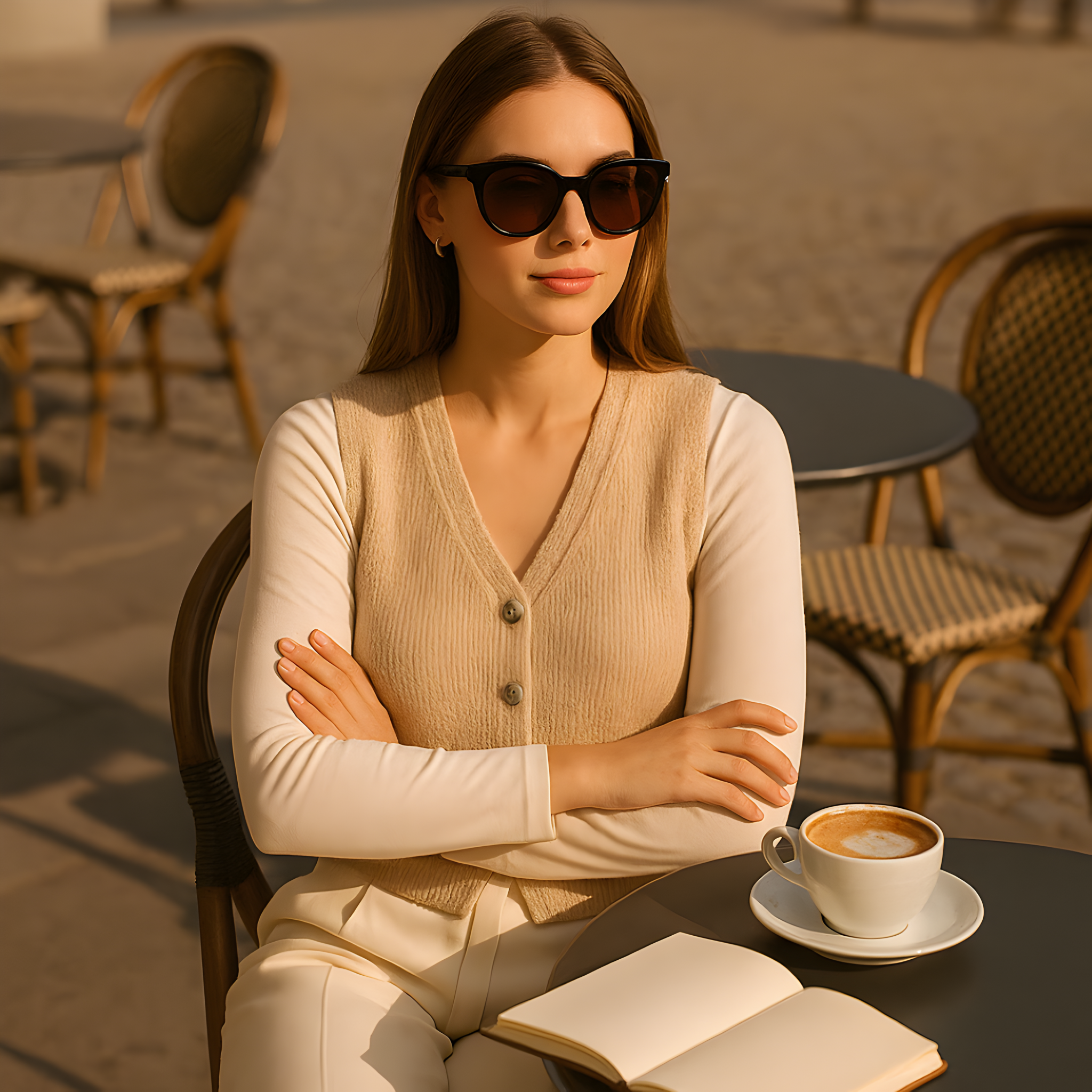 Gilet in maglia beige Donna - - donna gilet gilet maglia maglia vests women's top clothes - Concept Palermo