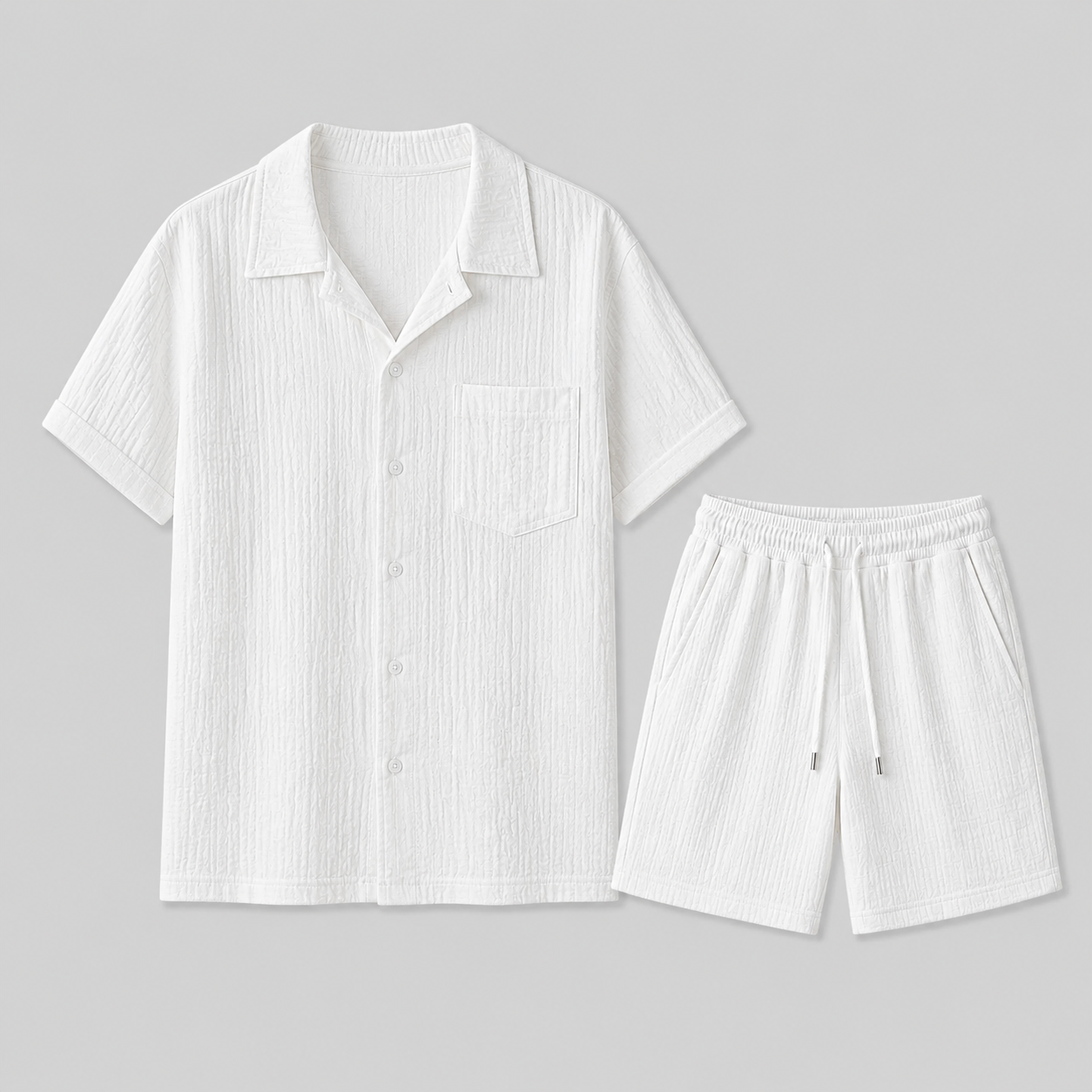 Set Estivo da Uomo Camicia e Pantaloncini - - ademend camicia pantalon casual casual chic comfortabel completo estivo dagelijks gebruik elastische taille heren mode heren set korte broek set lente zomer lichtgewicht lounge outfit lunelle minimalistisch overhemd korte mouwen overhemd set reis outfit relaxte pasvorm set uomo short set smart casual strand stijl vakantie stijl veelzijdig zomers zomerset - Concept Palermo