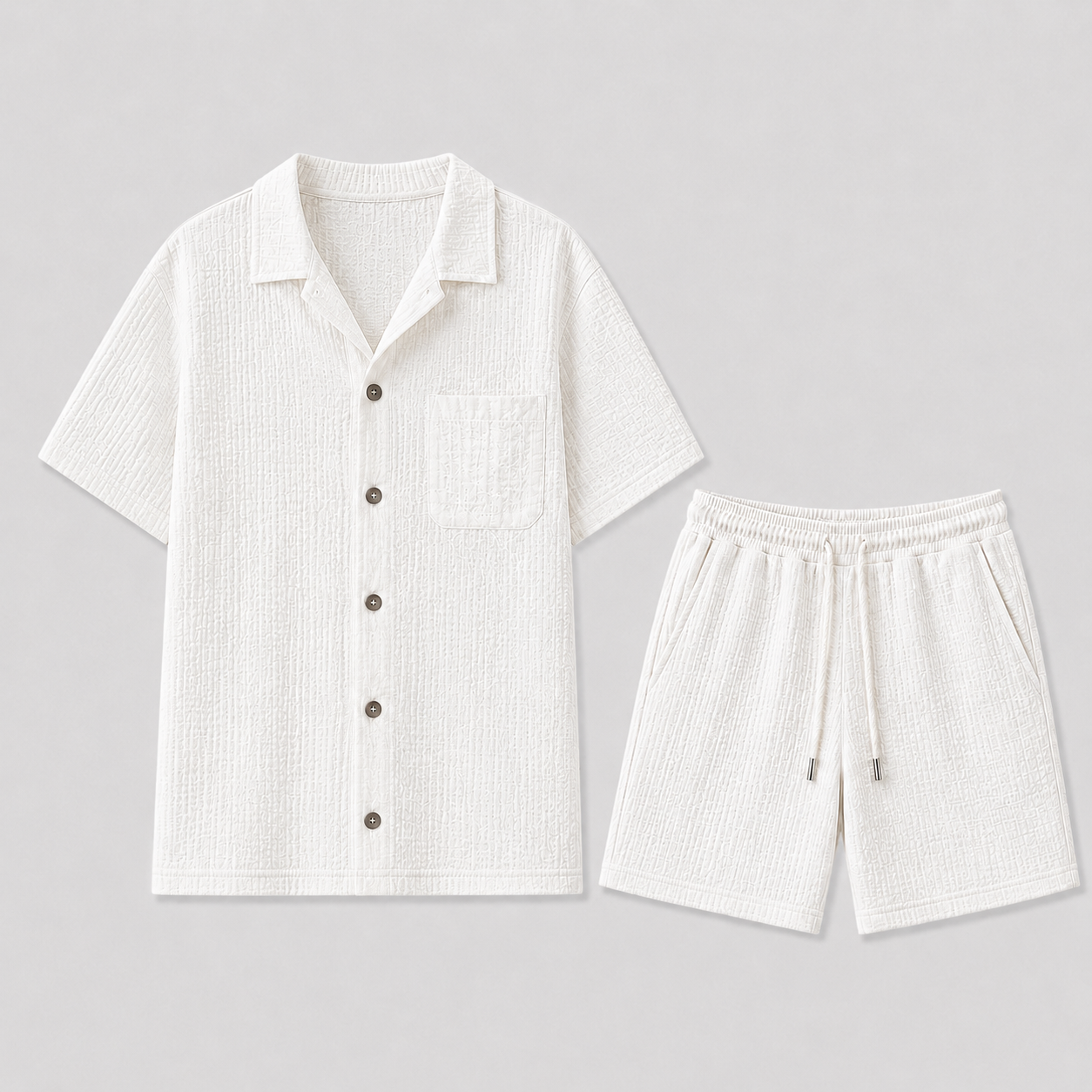 Completo Lino da Uomo Camicia e Pantaloncini - - ademend borstzak casual casual chic comfortabel completo uomo elastische taille heren mode heren set korte broek set lente zomer lichtgewicht linnen katoen linnen set losse pasvorm lunelle minimalistisch overhemd korte mouwen overhemd set relaxte pasvorm set lino short set strand stijl terras outfit veelzijdig zomers zomerset - Concept Palermo