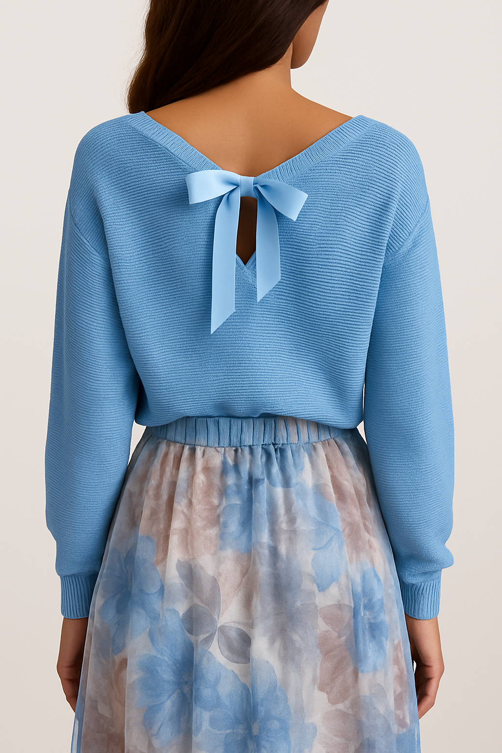 Coordinato Donna con Maglione Azzurro e Gonna Floreale con Spacco Pelle - - azzurro casual dress casual dresses coordinato coordinato donna donna Dresses female dress floreale gonna maglione Maxi dress Maxi Dresses Mini Dresses outfit sets - Concept Palermo