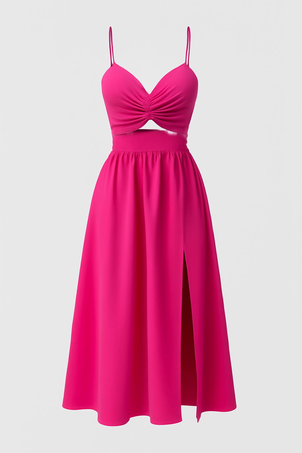 Eleganza Abito Midi con Spacco e Spalline Sottili Pelle Donna - Rosa - abito donna DRESS Dresses eleganza eleganza abito female dress Maxi dress Maxi Dresses midi Mini Dresses pelle sottili - Concept Palermo