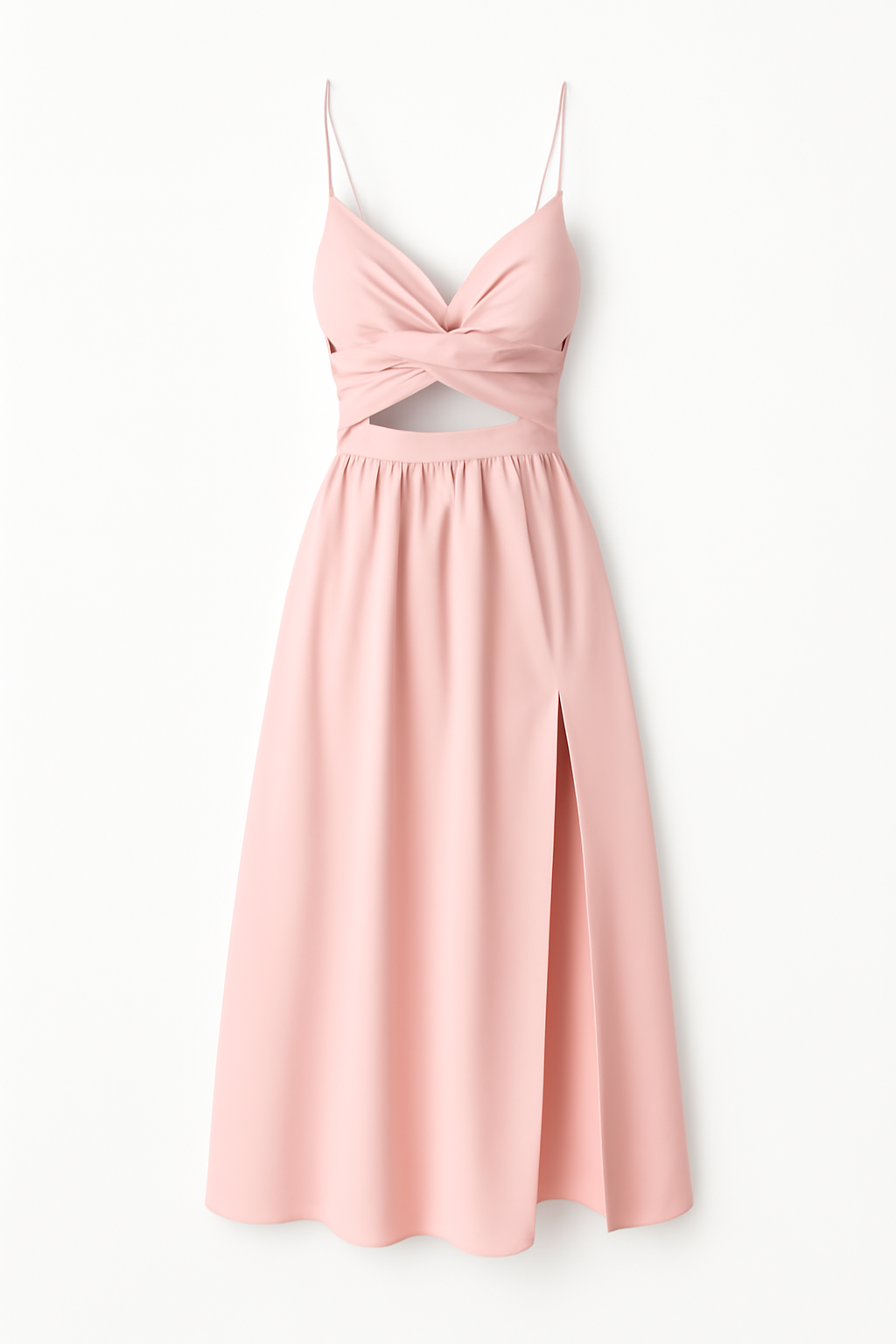 Eleganza Abito Midi con Spacco e Spalline Sottili Pelle Donna - Vino Rosato - abito donna DRESS Dresses eleganza eleganza abito female dress Maxi dress Maxi Dresses midi Mini Dresses pelle sottili - Concept Palermo