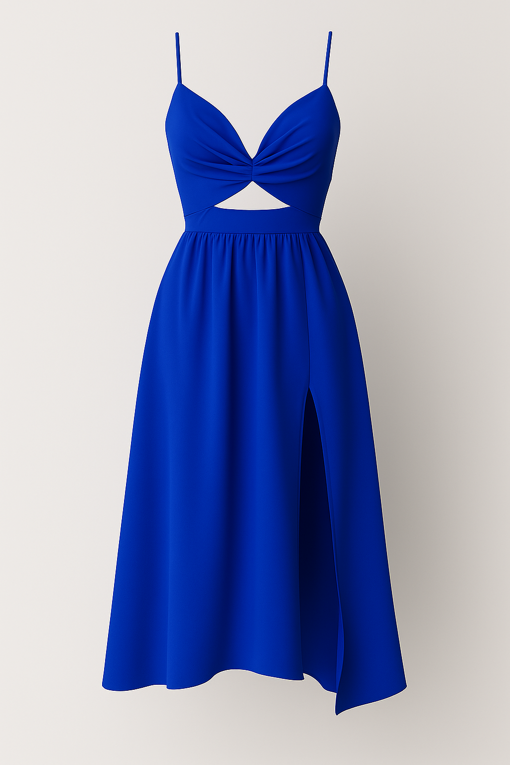 Eleganza Abito Midi con Spacco e Spalline Sottili Pelle Donna - Blu - abito donna DRESS Dresses eleganza eleganza abito female dress Maxi dress Maxi Dresses midi Mini Dresses pelle sottili - Concept Palermo