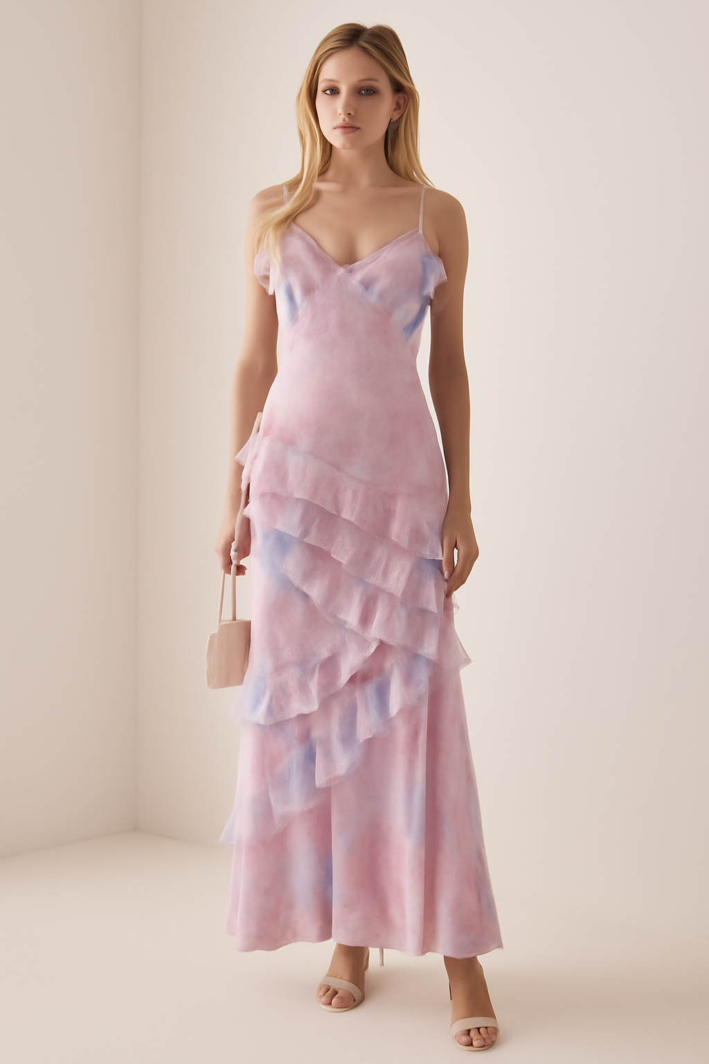 Abito lungo con volant floreali – Eleganza morbida e sognante in tonalità pastello Donna - - abito abito volant donna DRESS Dresses eleganza female dress floreali Maxi Dresses morbida pastello - Concept Palermo