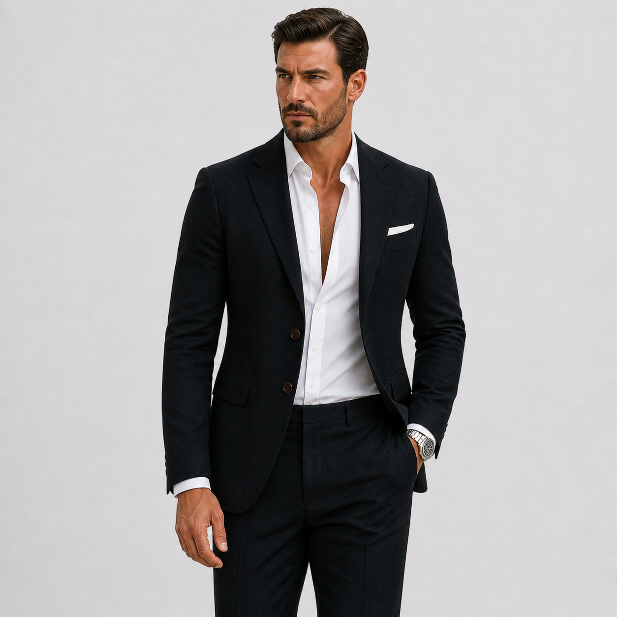 Abito in Lino da Uomo Slim-Fit Eleganza Estiva - Nero - abito uomo ademend bruiloft outfit elegant fav formeel heren heren linnen heren mode heren pak Lente lente zomer lichtgewicht Linnen linnen pak lino minimalistisch sets Sets heren Slim Fit smart casual tijdloos Truien & Vesten heren veelzijdig zakelijke kleding Zakelijke sets heren Zomer zomer pak zomers - Concept Palermo