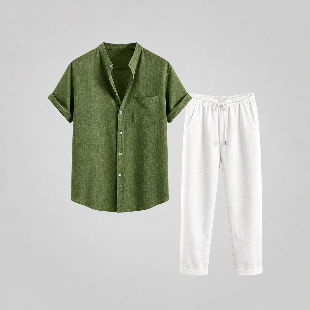 Completo di Lino da Uomo Camicia e Pantaloni Stile Estivo Leggero - - ademend camicia pantal casual chic comfortabel completo uomo dagelijks gebruik heren mode heren set lente zomer lichtgewicht linnen set lino losse pasvorm luchtig minimalistisch overhemd set oversized fit pantalon set smart casual strand stijl tijdloos vakantie stijl veelzijdig zomer set zomers - Concept Palermo