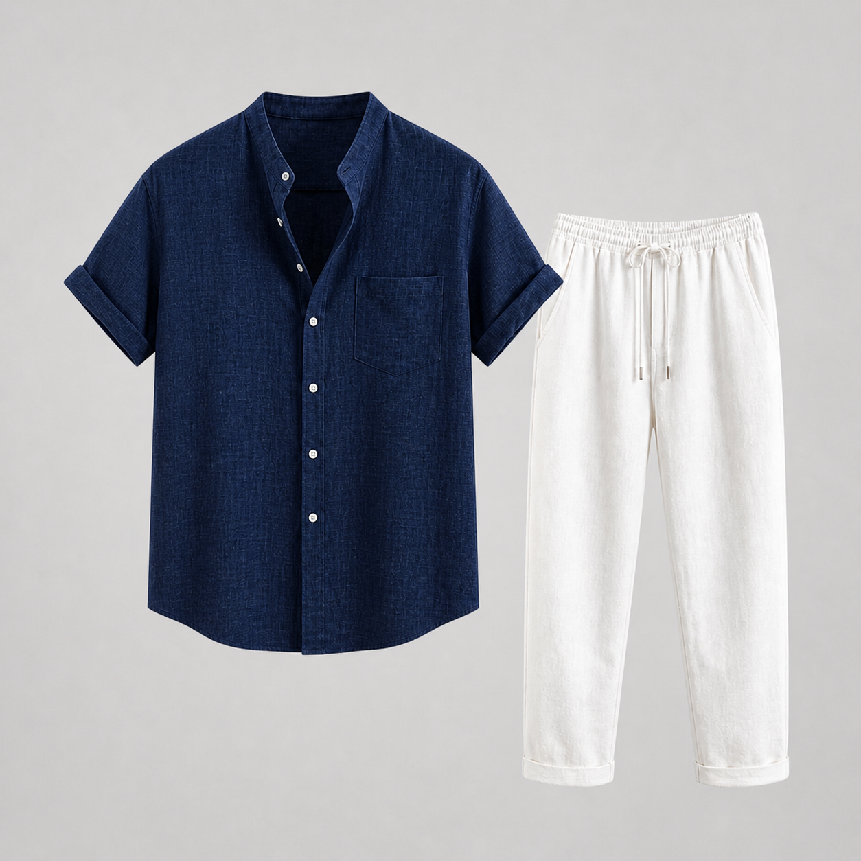 Completo di Lino da Uomo Camicia e Pantaloni Stile Estivo Leggero - - ademend camicia pantal casual chic comfortabel completo uomo dagelijks gebruik heren mode heren set lente zomer lichtgewicht linnen set lino losse pasvorm luchtig minimalistisch overhemd set oversized fit pantalon set smart casual strand stijl tijdloos vakantie stijl veelzijdig zomer set zomers - Concept Palermo