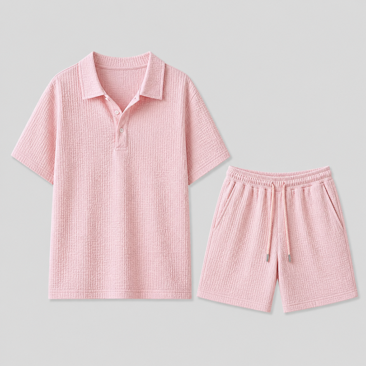 Set Estivo da Uomo con Camicia e Pantaloncini Jacquard, Vestibilità Comoda ed Elegante - - ademend camicia pant casual chic comfort fit completo estivo dagelijks gebruik heren mode heren set jacquard set lente zomer lichtgewicht losse pasvorm minimalistisch modern overhemd set set uomo short set smart casual stijlvol strand stijl vakantie stijl veelzijdig zomer outfit zomers zomerset - Concept Palermo