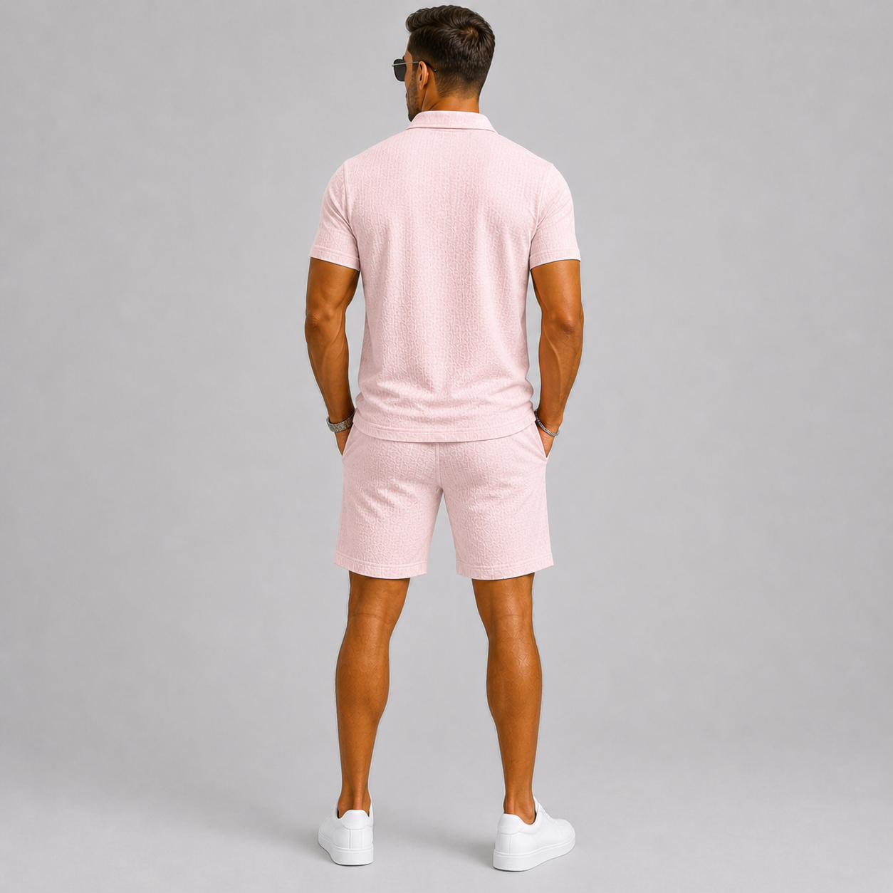 Set Estivo da Uomo con Camicia e Pantaloncini Jacquard, Vestibilità Comoda ed Elegante - - ademend camicia pant casual chic comfort fit completo estivo dagelijks gebruik heren mode heren set jacquard set lente zomer lichtgewicht losse pasvorm minimalistisch modern overhemd set set uomo short set smart casual stijlvol strand stijl vakantie stijl veelzijdig zomer outfit zomers zomerset - Concept Palermo