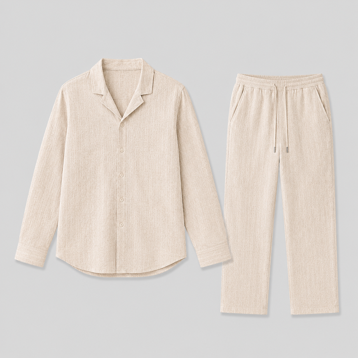 Set di lino da uomo con colletto cubano, stile estivo senza tempo - - ademend broek set casual chic comfortabel completo lino cubaanse kraag dagelijks gebruik heren mode heren overhemd heren set lente zomer lichtgewicht linnen overhemd linnen set linnenset losse pasvorm luchtig minimalistisch overhemd set relaxte pasvorm set uomo smart casual stile estivo strand stijl tijdloos vakantie stijl veelzijdig zomer overhemd zomer set zomers - Concept Palermo