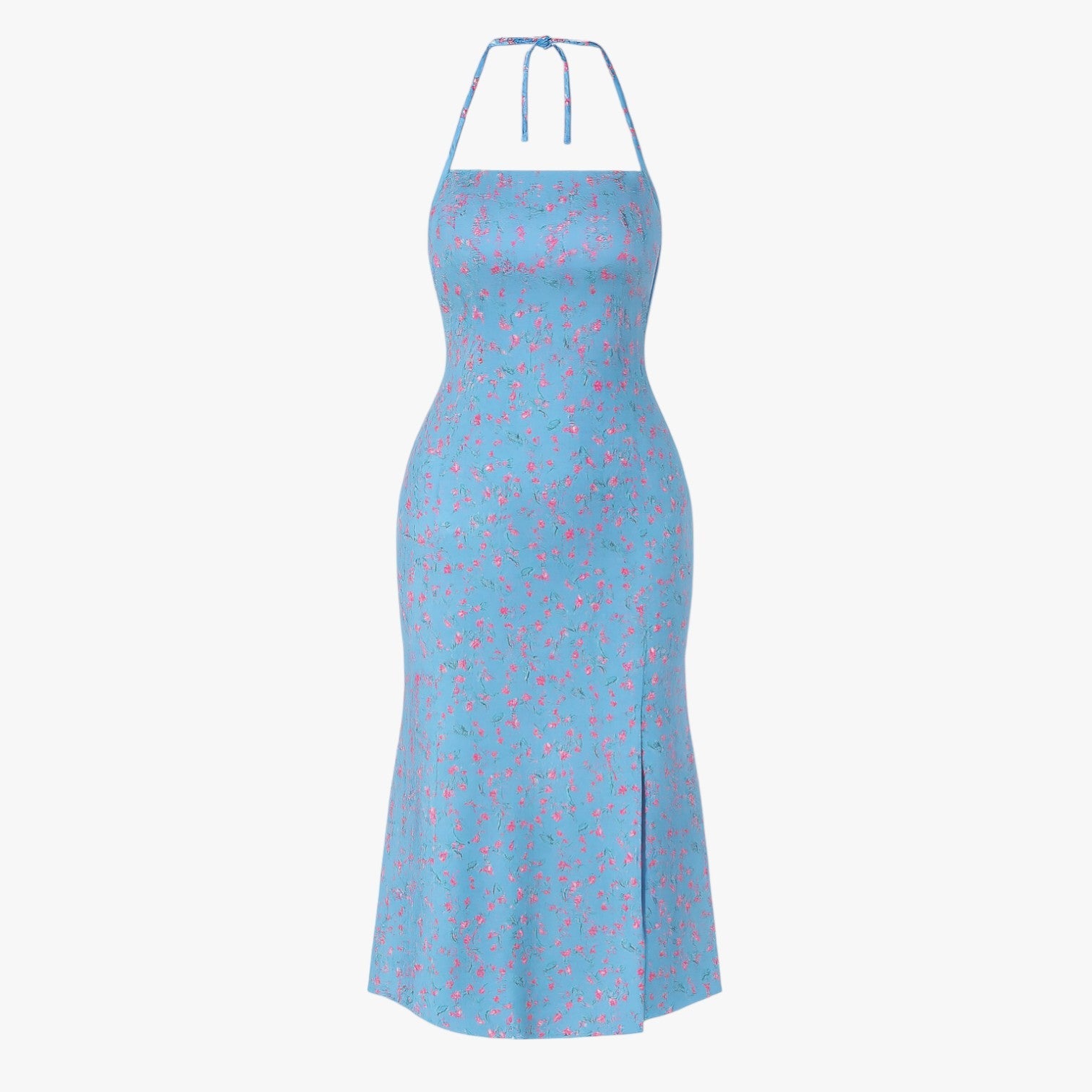 Abito da sera in pizzo senza schiena con scollo a halter Donna - Blu - abito abito sera donna dresses halter pizzo schiena scollo - Concept Palermo