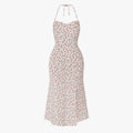 Vestido de noche de encaje sin espalda con escote halter Mujer