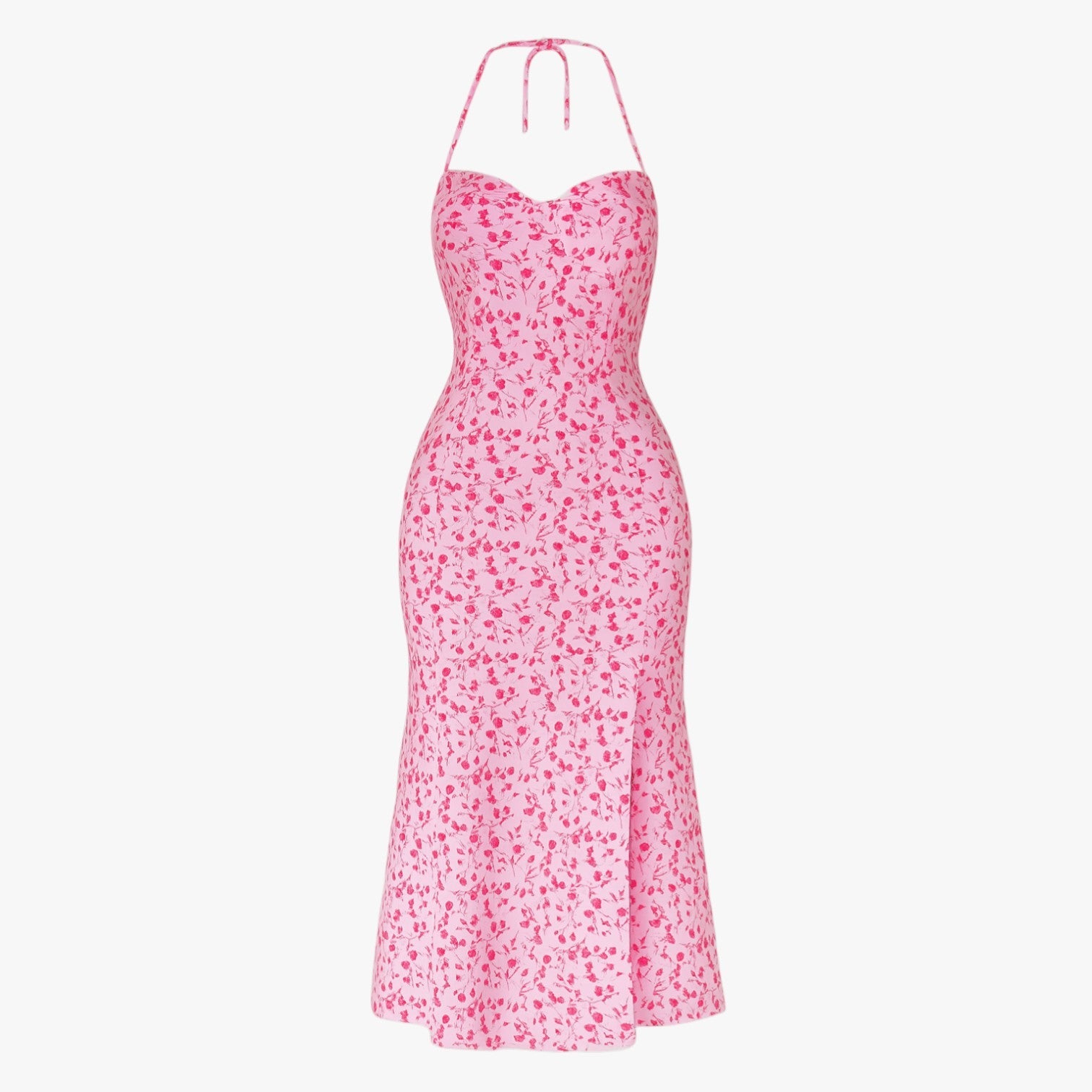 Abito da sera in pizzo senza schiena con scollo a halter Donna - Rosa - abito abito sera donna dresses halter pizzo schiena scollo - Concept Palermo