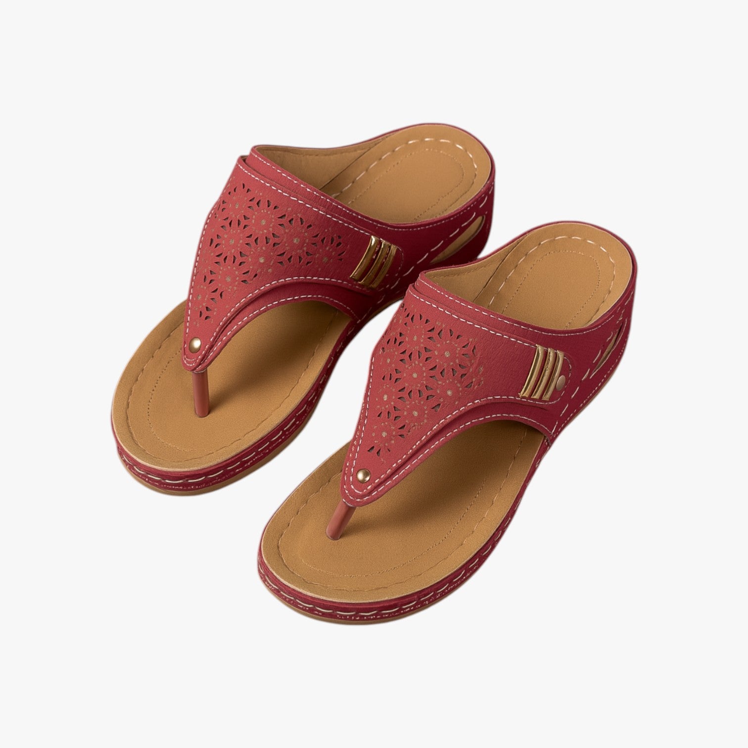 Sandali Donna Ortopedici con Zeppa Morbida Antiscivolo, Traspiranti per Comfort Estivo - Rosso - antiscivolo breathable sandals donna easy wear sandals estiva fashion sandals morbidi ortopedici sandali sandali ortopedici sandals stylish sandals - Concept Palermo
