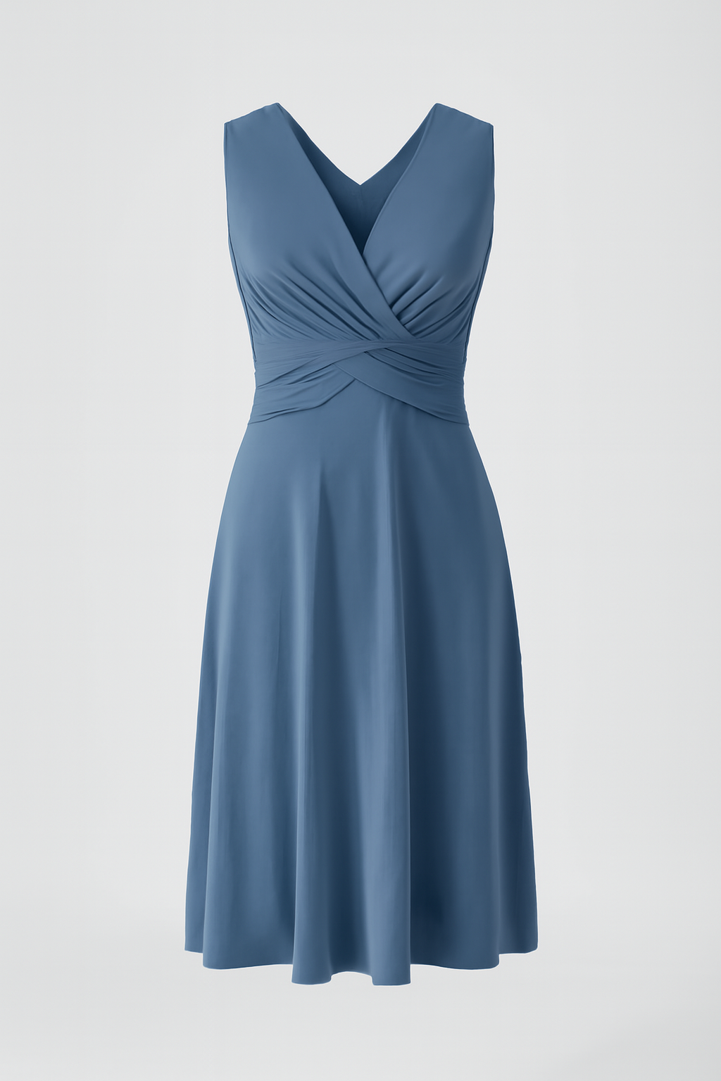 Vestito estivo midi senza maniche con scollo a V e stampa floreale - Hellblau - dresses estivo floreale Frauen Kleider maniche midi scollo stampa SUMMER vestito - Concept Palermo