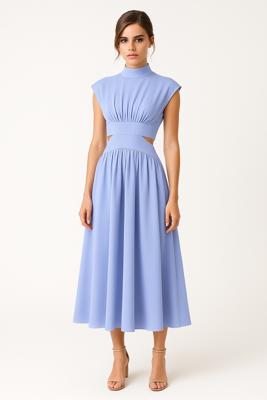 Vestito di media lunghezza per donne con tagli e collo alto Donna - - collo donna donne Dresses Dresses & Jumpsuits lunghezza Maxi Dresses media Mock Neckline Dresses tagli vestito Women - Concept Palermo