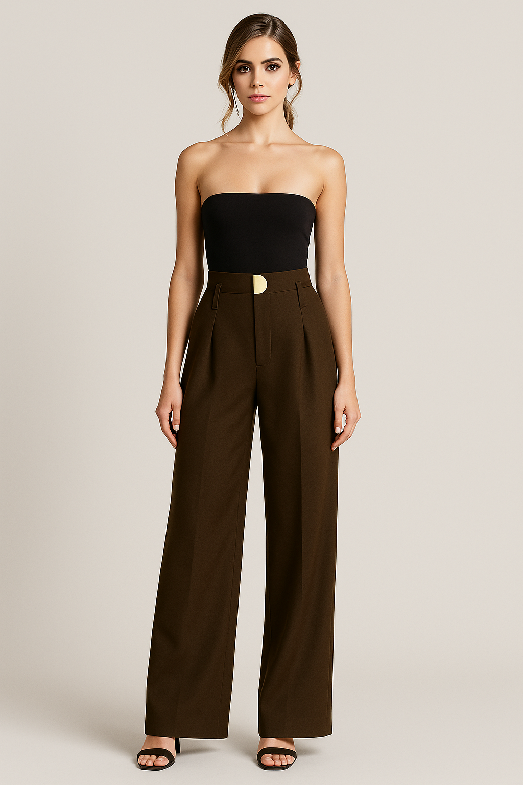 Pantaloni femminili a vita alta con pieghe Lana - - alta fashion femminili lana modern women's fashion pantaloni pantaloni femminili pants pieghe vita WOMEN womens fashion - Concept Palermo