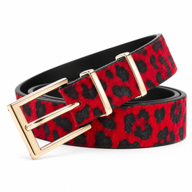 Cintura Donna in Vera Pelle Leopardata con Fibbia Elegante - Rosso - Belts cintura cintura pelle fibbia leopardata Linen pelle waist belt for women Women Womens belt - Concept Palermo