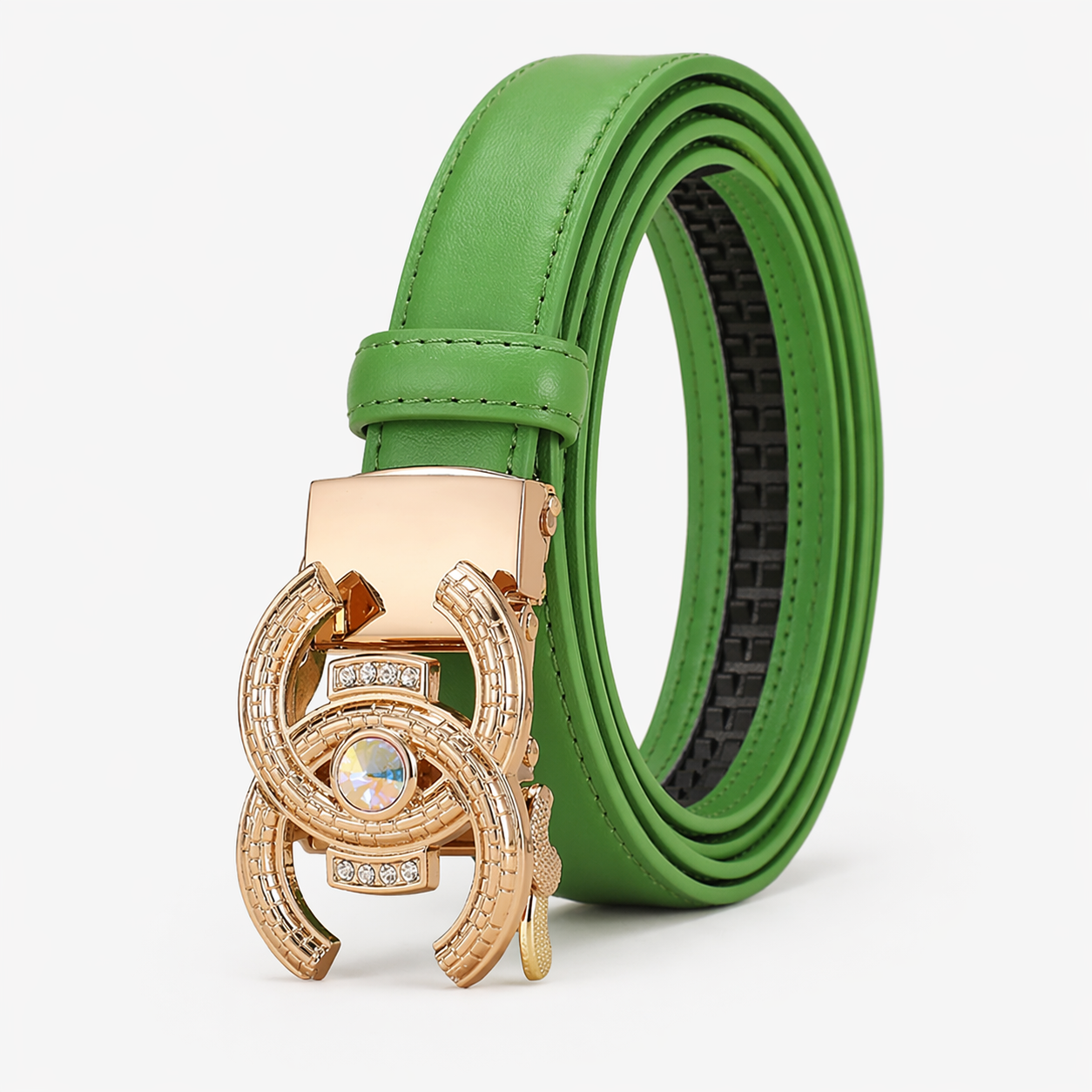 Cintura Donna in Vera Pelle Nera - Lusso ed Eleganza, Vestibilità Perfetta - C-verde-1 - belt buckle women belts cintura cintura pelle donne pelle vestibilità waist belt for women Womens belt - Concept Palermo