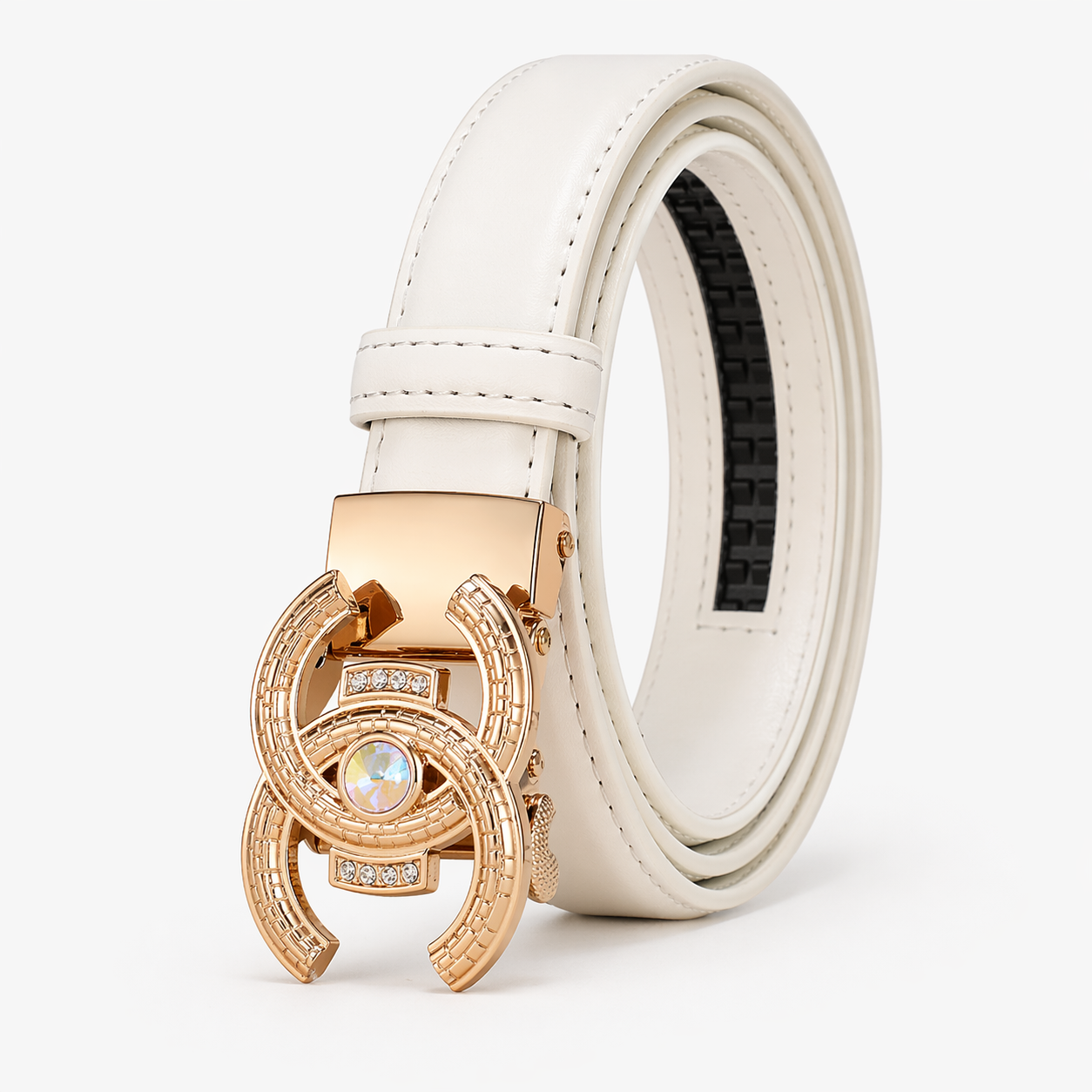 Cintura Donna in Vera Pelle Nera - Lusso ed Eleganza, Vestibilità Perfetta - C-bianco-1 - belt buckle women belts cintura cintura pelle donne pelle vestibilità waist belt for women Womens belt - Concept Palermo