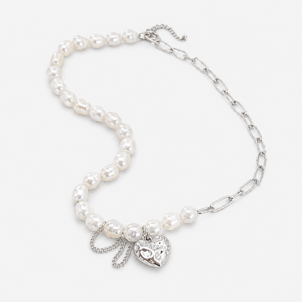 Collana Asimmetrica Donna Hartparel in Lana, Design Moderno ed Elegante - - 925 Silver asimmetrica collana collana asimmetrica donna gifts-necklace hartparel jewelry lana necklace Pearls Silver & Pearl - Concept Palermo