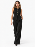 Completo Donna 2 Pezzi con Gilet Senza Maniche e Pantaloni a Gamba Larga